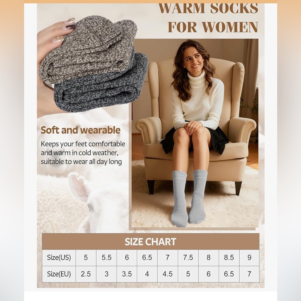 🆕 Womens Wool Socks, Winter Boot Socks - Picture 6 of 6